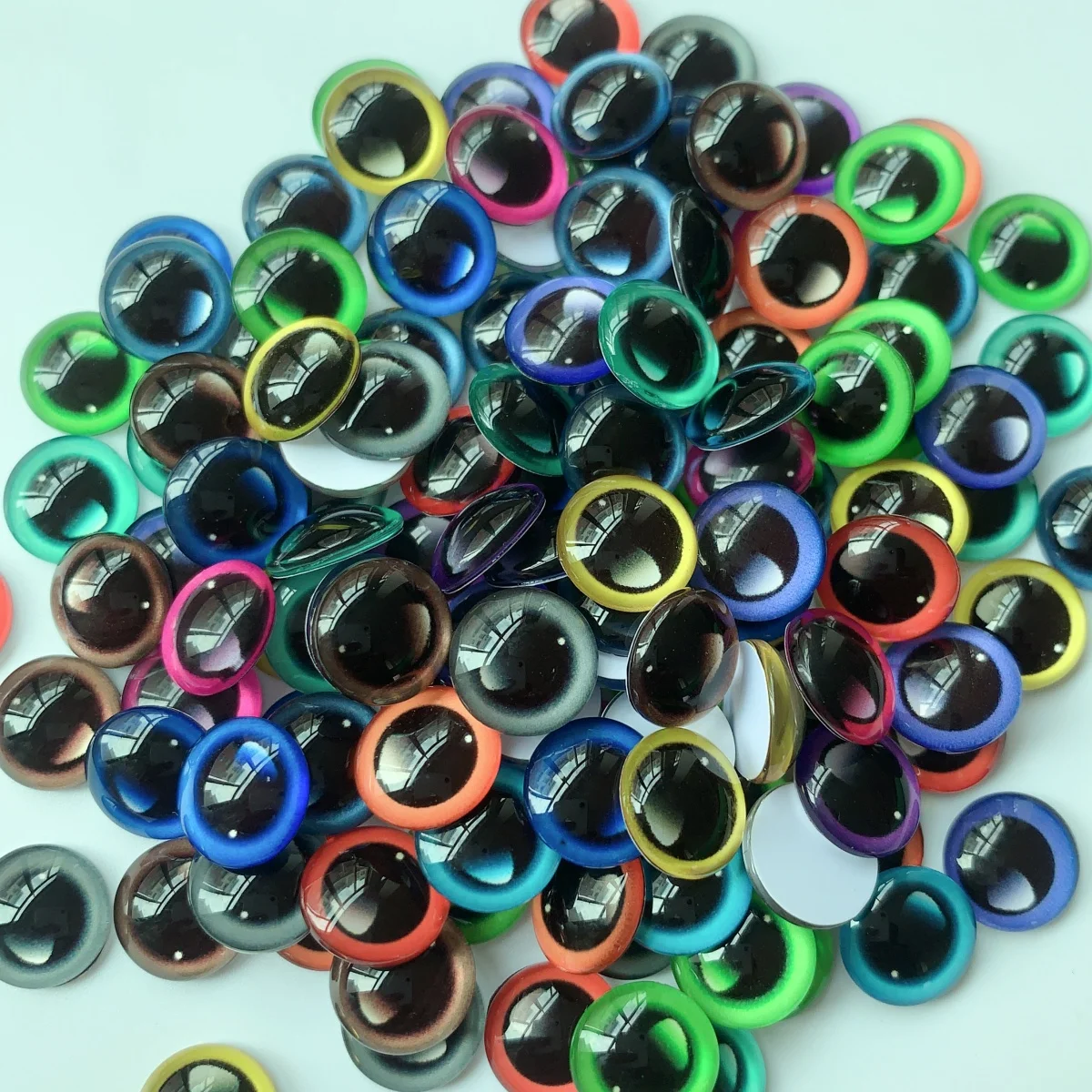 10mm Dragon Eyes Round Glass Cabochon Flatback Photo Dome Accessory Jewelry Finding Pendant Base In Pairs 50pcs/Lot K05386