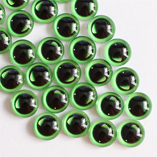 10mm Dragon Eyes Round Glass Cabochon Flatback Photo Dome Accessory Jewelry Finding Pendant Base In Pairs 50pcs/Lot K05386