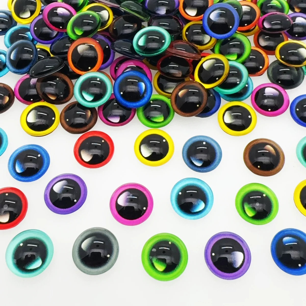 10mm Dragon Eyes Round Glass Cabochon Flatback Photo Dome Accessory Jewelry Finding Pendant Base In Pairs 50pcs/Lot K05386