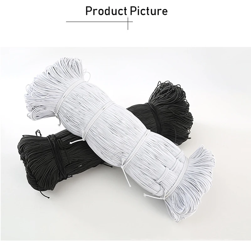 1/2/3/4/5mm High-Quality Round Elastic Band Cord Elastic Rubber White Black Stretch Rubber For Sewing Garment DIY Accessories