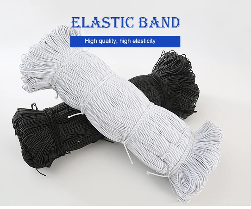 1/2/3/4/5mm High-Quality Round Elastic Band Cord Elastic Rubber White Black Stretch Rubber For Sewing Garment DIY Accessories
