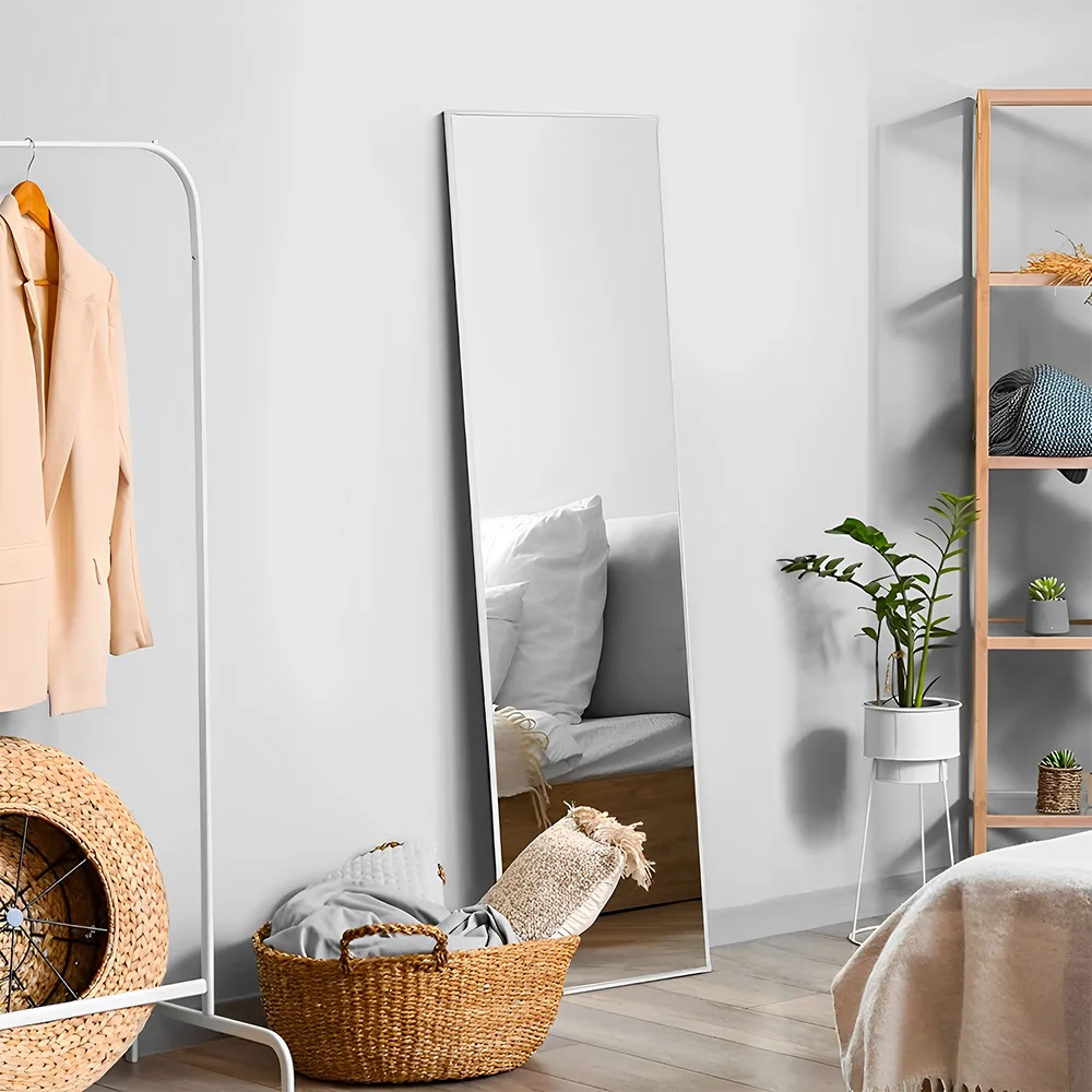 Voltsify Modern Metal Frame Full Length Wall-Mounted Mirror for Living Room Bedroom