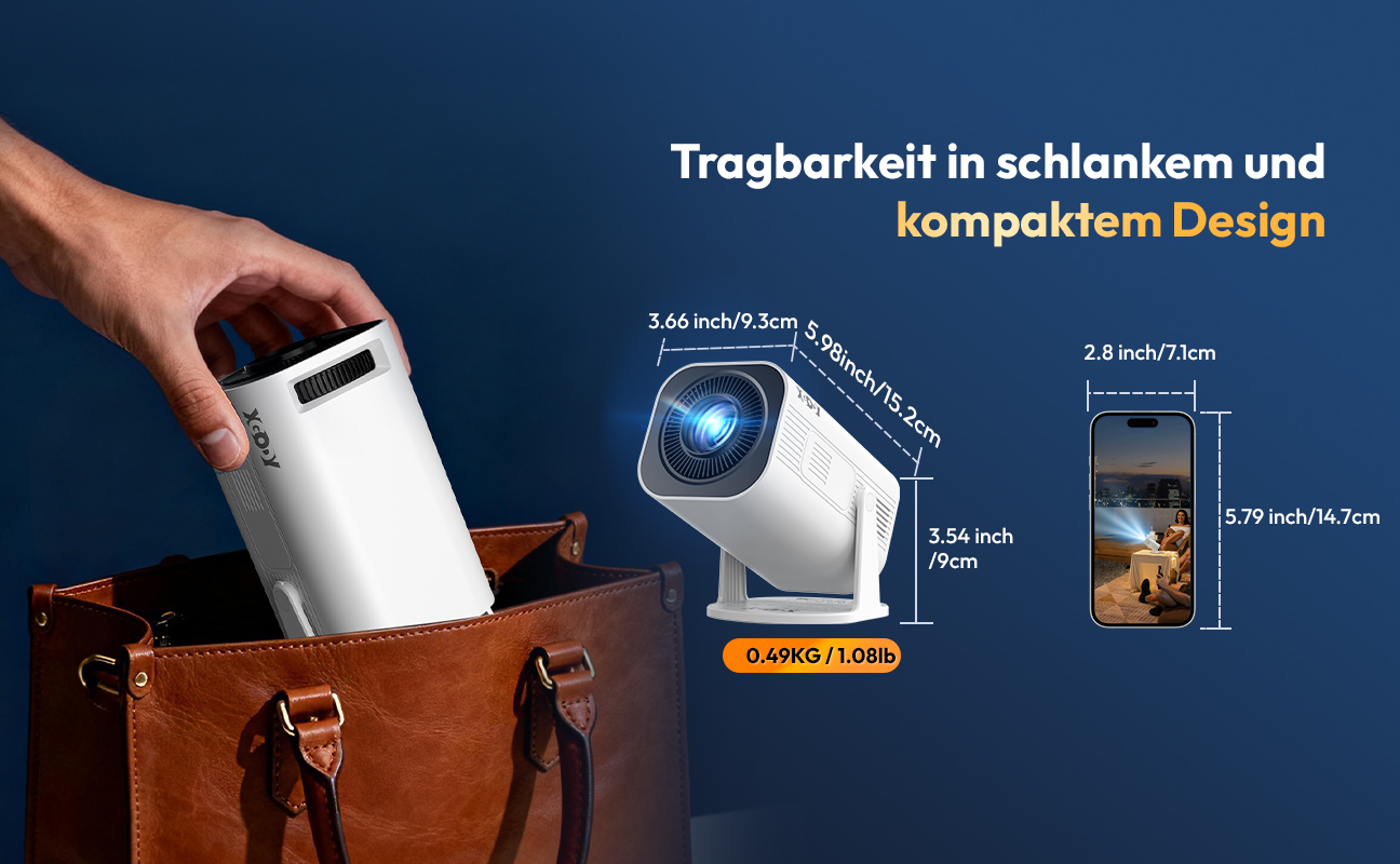 XGODY 4K Projector Android Mini Beamer Allwinner H713 Dual WIFI6 BT5.4 1280*720P Home Theater Outdoor Portable