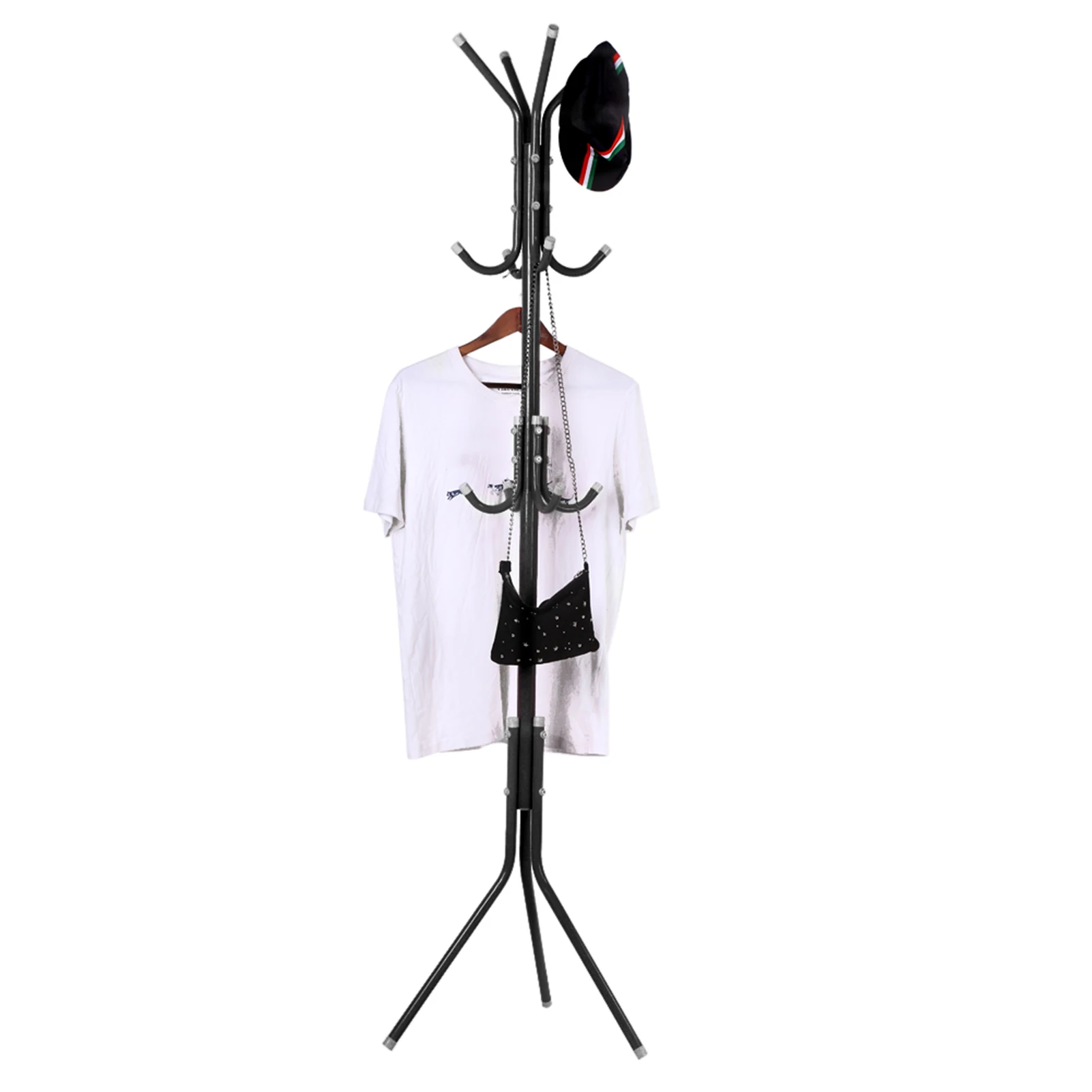 Coat Hat Tree Stand Coat Hat Tree Multi Hook Metal Coat Hat Rack Tree Stand Clothes Bag Hanger Organizer for Home Bedroom
