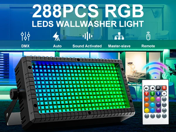 U'King 4PCS 60W LED Wall Wash Light 3IN1 RGB Strobe Effect Stage Lighting DMX512 DJ Wash Bar Effect Light for Party Wedding