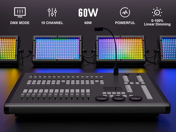 U'King 4PCS 60W LED Wall Wash Light 3IN1 RGB Strobe Effect Stage Lighting DMX512 DJ Wash Bar Effect Light for Party Wedding