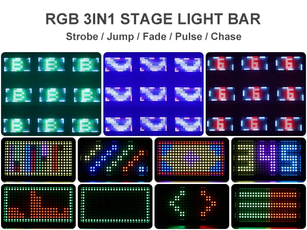 U'King 4PCS 60W LED Wall Wash Light 3IN1 RGB Strobe Effect Stage Lighting DMX512 DJ Wash Bar Effect Light for Party Wedding