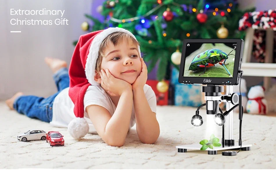 Elikliv DM9 7'' Digital Microscope 50X-1200X Video Microscope Camera Adjustable HD LCD For PCB Electronics Soldering Tools