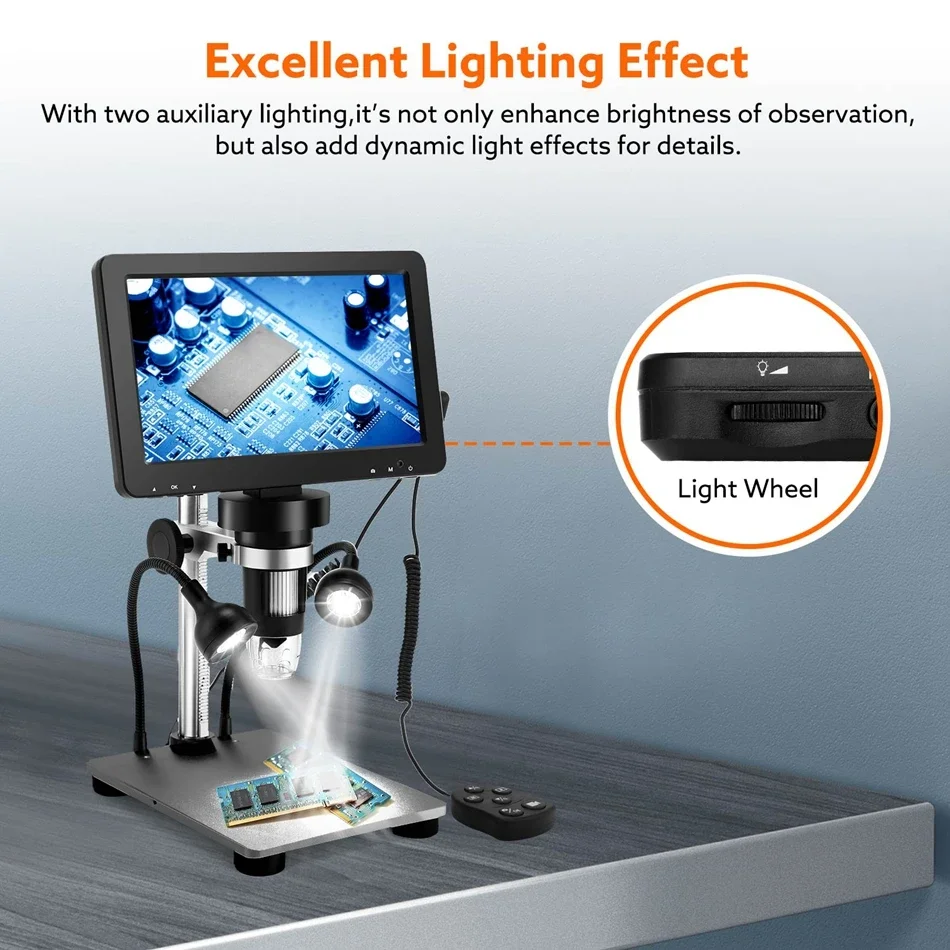 Elikliv DM9 7'' Digital Microscope 50X-1200X Video Microscope Camera Adjustable HD LCD For PCB Electronics Soldering Tools