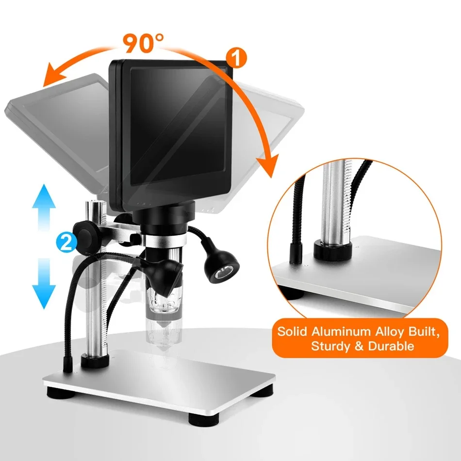 Elikliv DM9 7'' Digital Microscope 50X-1200X Video Microscope Camera Adjustable HD LCD For PCB Electronics Soldering Tools