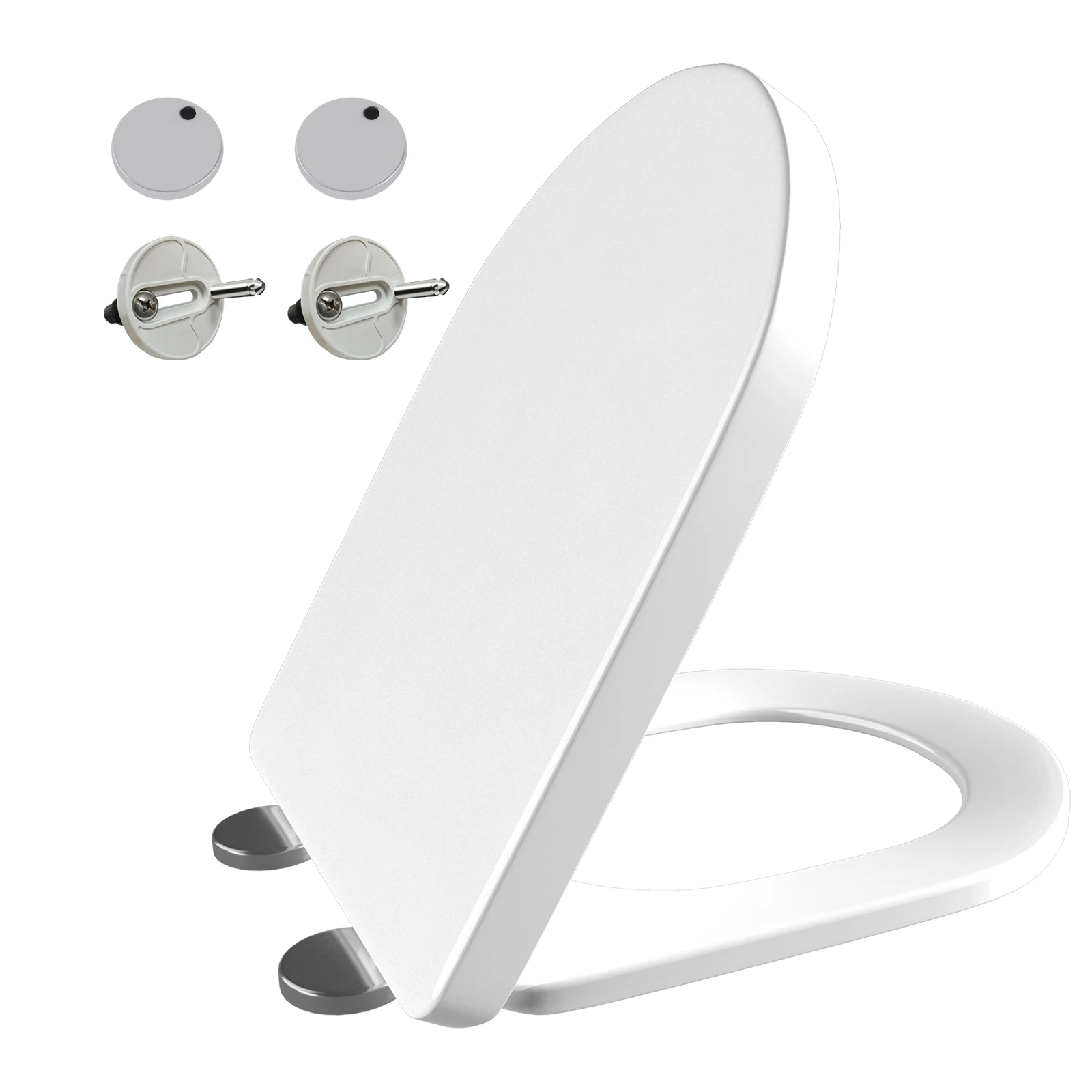 S-Shaped Toilet Seat Slow Close Quiet Lid Practical Handy Thickened Durable for Both Adults Children Safety Bathroom Accessories