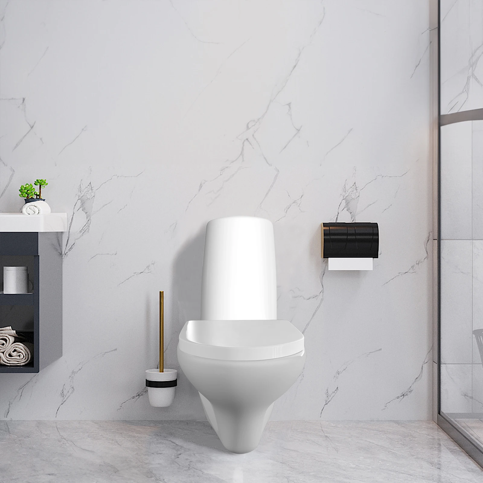 S-Shaped Toilet Seat Slow Close Quiet Lid Practical Handy Thickened Durable for Both Adults Children Safety Bathroom Accessories
