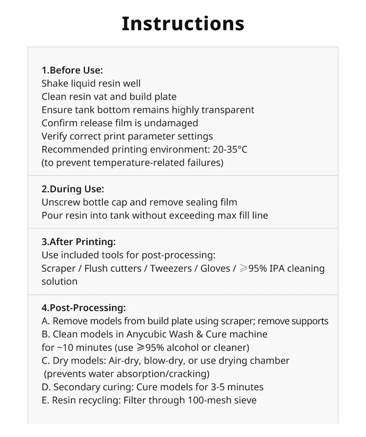 NEW Anycubic 2.0 Resin 3D Printer Photopolymer ABS-Like Resin Higher Toughness & Resilience Fast Curing High Precision Resin