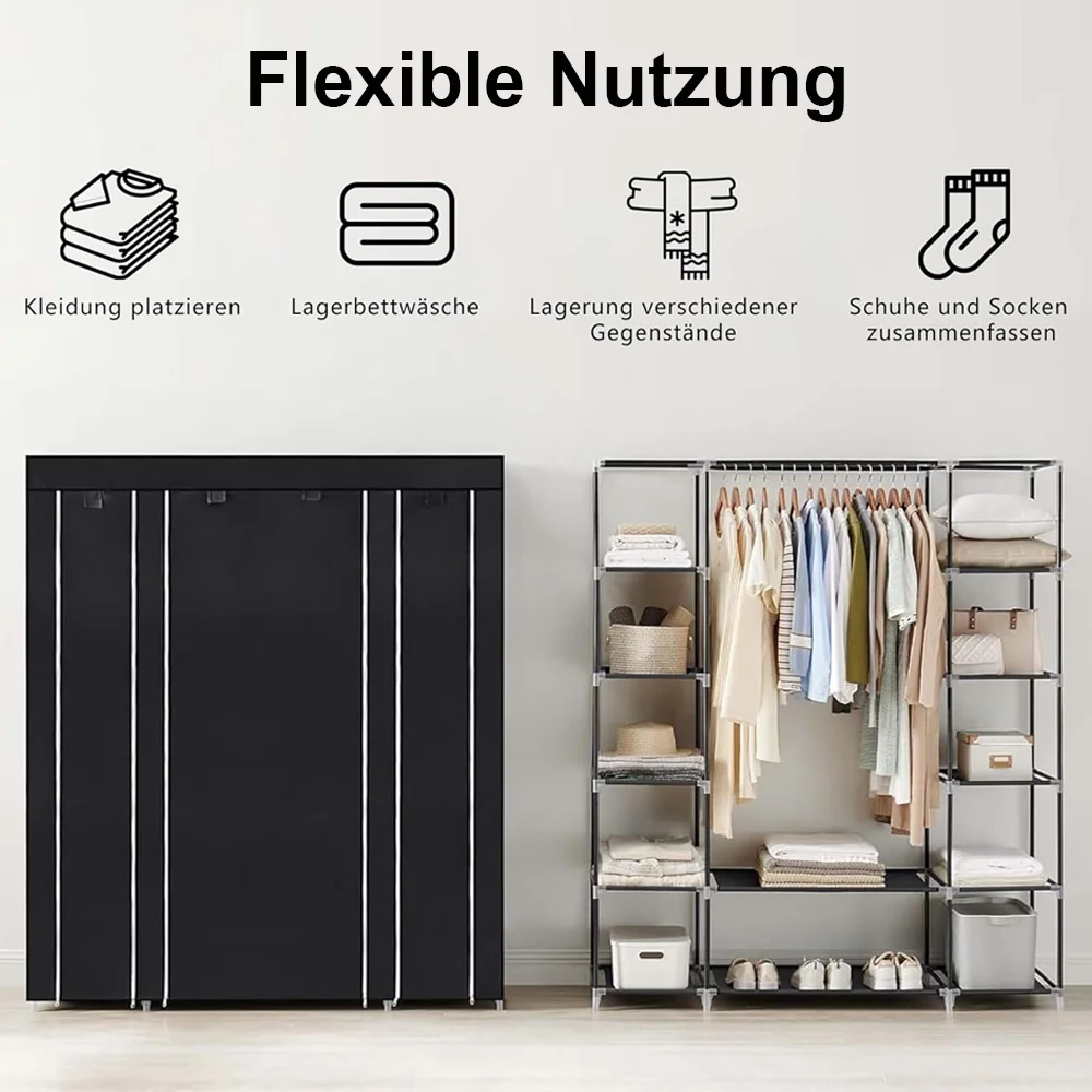 150*45*175cm Clothes Wardrobe Clothes Organizer Non-Woven Fabric Wardrobe Storage Cupboard for Bedroom Storage Shelves