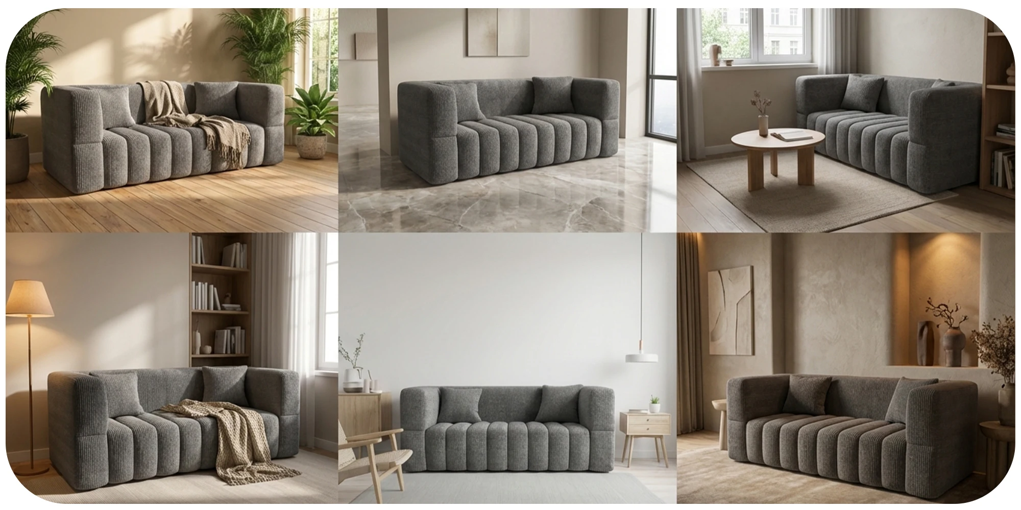 RUMMY 2-Seater Soft Foam Sofa with Armrests & 2 Cushions, Compact Modern Loveseat for Living Room, Bedroom or Office, Grey
