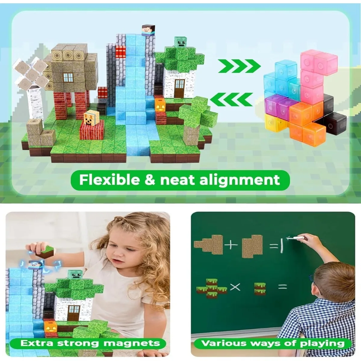 Magnetic Building Blocks Mine World Magnetic Forest House Brick Cube Toys Set STEM Sensory 2026 Best Gift for 3+ Boy Girl Kid