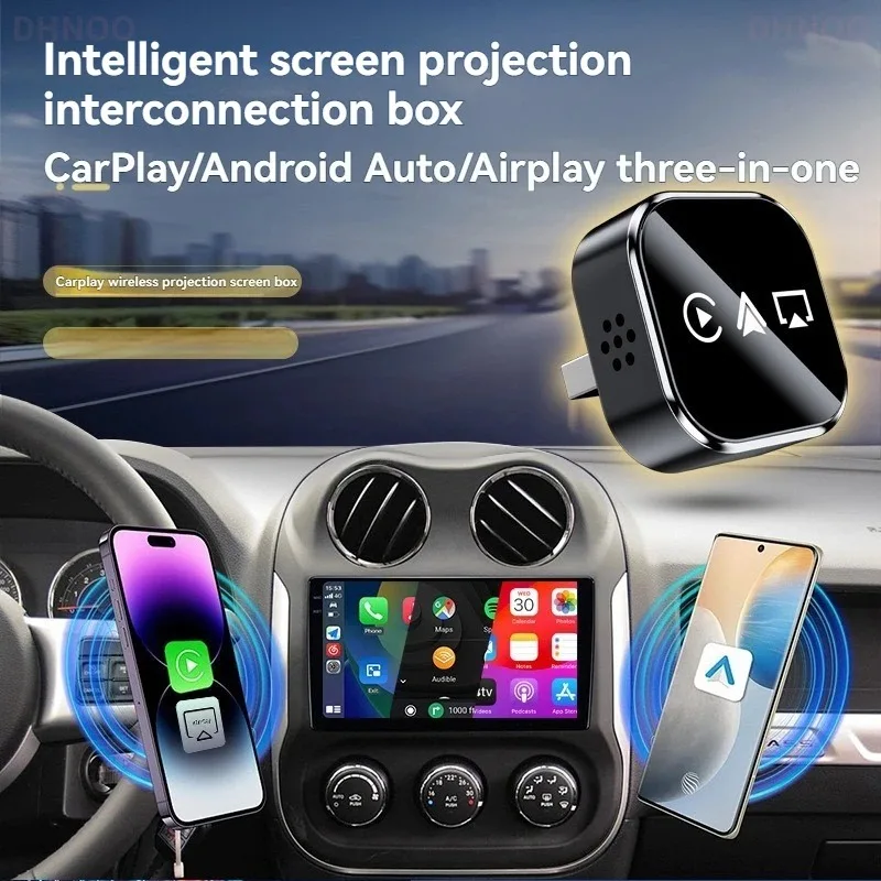 2026 Upgrade 4 In1 Wired to Wireless CarPlay Android Auto AirPlay Mirror Link Stable Bluetooth Adapter For Audi Benz Toyota VW