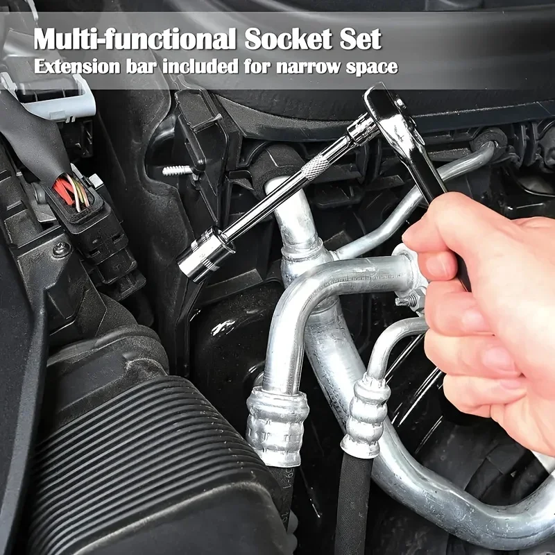 46-piece socket wrench set for auto repair kit - small fly 1/4 ratchet wrench set for household hardware maintenance