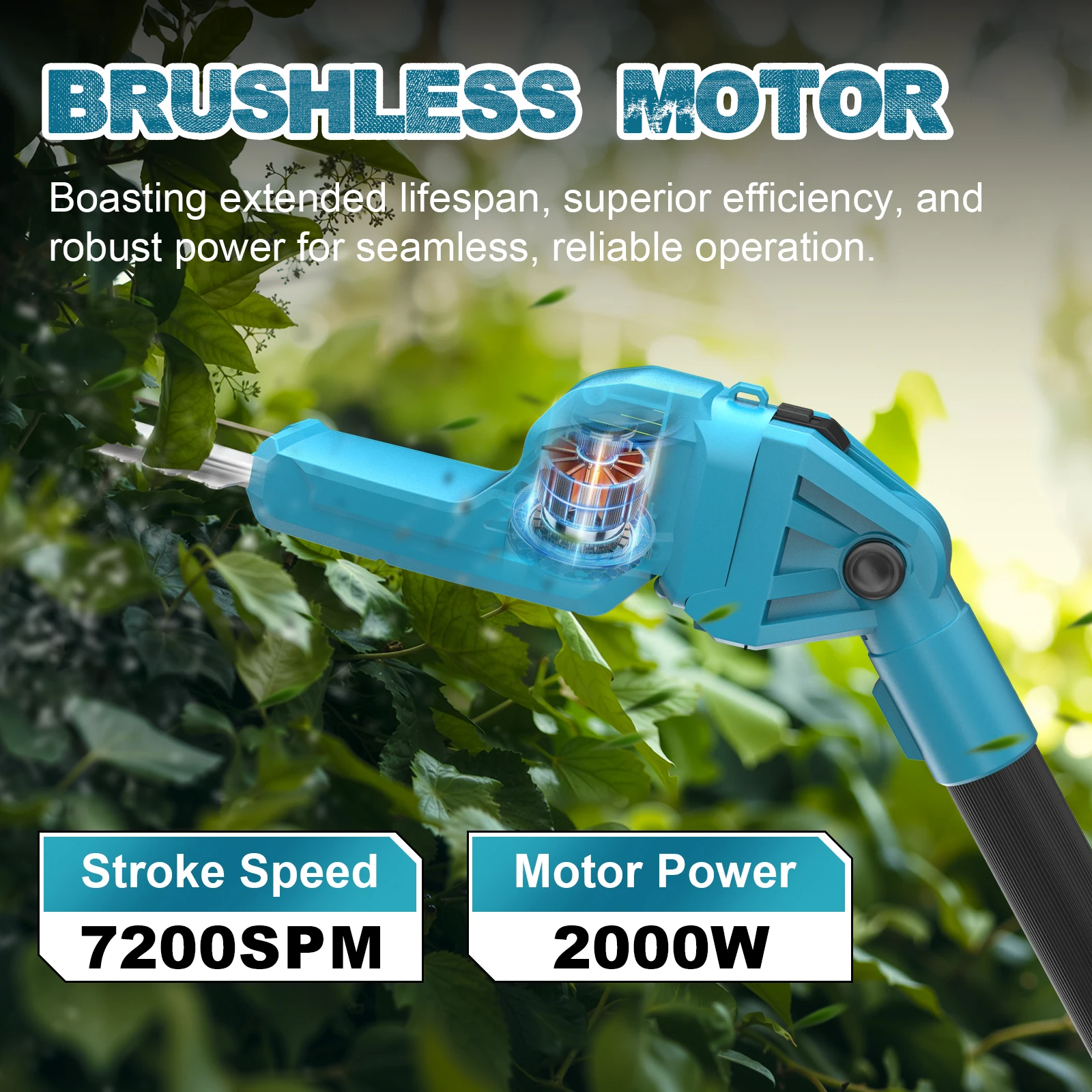 Gisam 2in1 Brushless High Branch Saw & Hedge Trimmer Cordless Multifunction Tool Trimmer & Chainsaw for Makita 18V Battery Pin