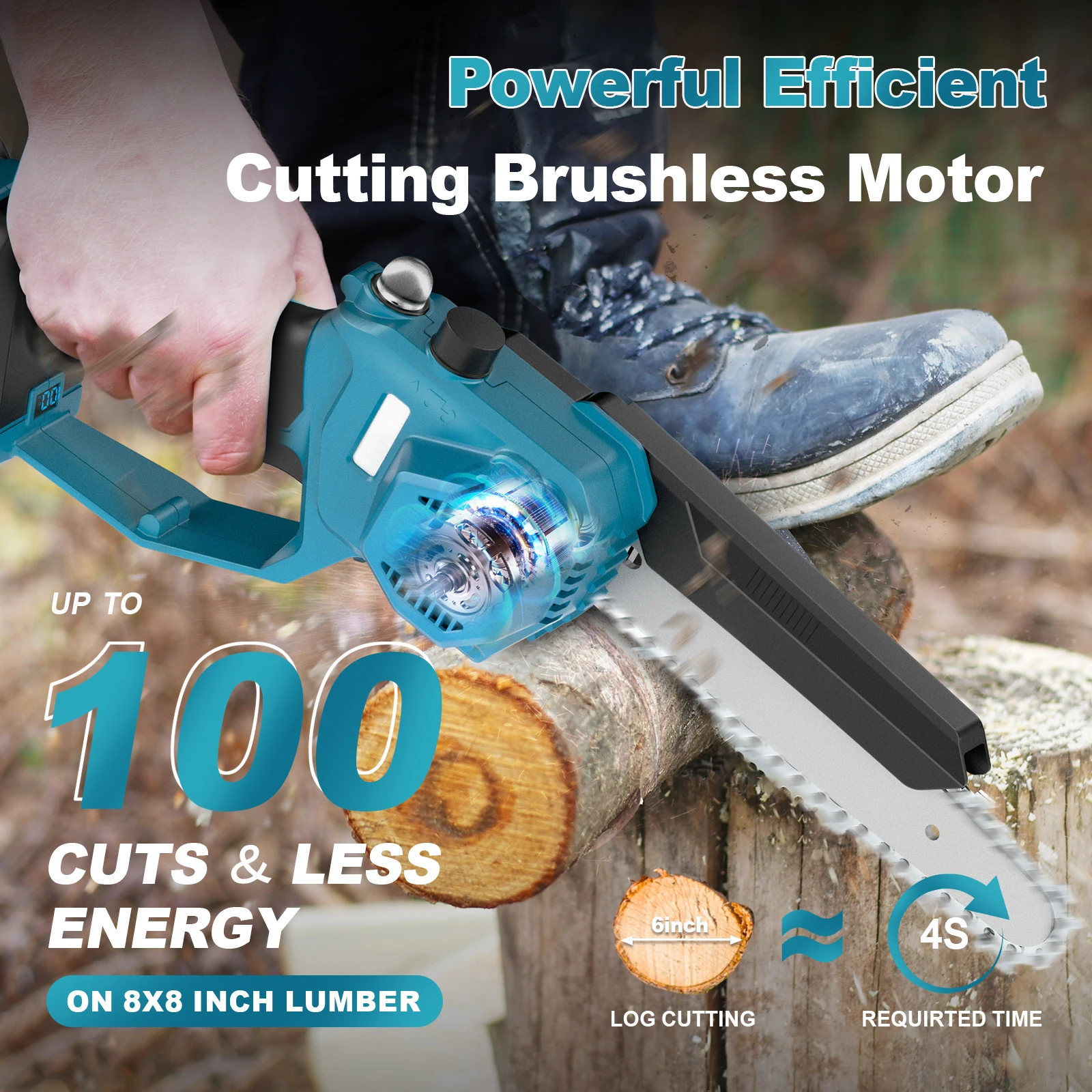 Gisam 2in1 Brushless High Branch Saw & Hedge Trimmer Cordless Multifunction Tool Trimmer & Chainsaw for Makita 18V Battery Pin