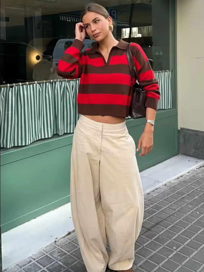 Autumn Women's New Sweater Blouse 2026 Fashion Striped Knit Pullover Chic Young Women Travel Joker Autumn Street Knit Sweaters