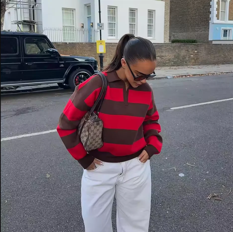 Autumn Women's New Sweater Blouse 2026 Fashion Striped Knit Pullover Chic Young Women Travel Joker Autumn Street Knit Sweaters