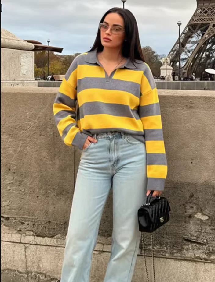 Autumn Women's New Sweater Blouse 2026 Fashion Striped Knit Pullover Chic Young Women Travel Joker Autumn Street Knit Sweaters
