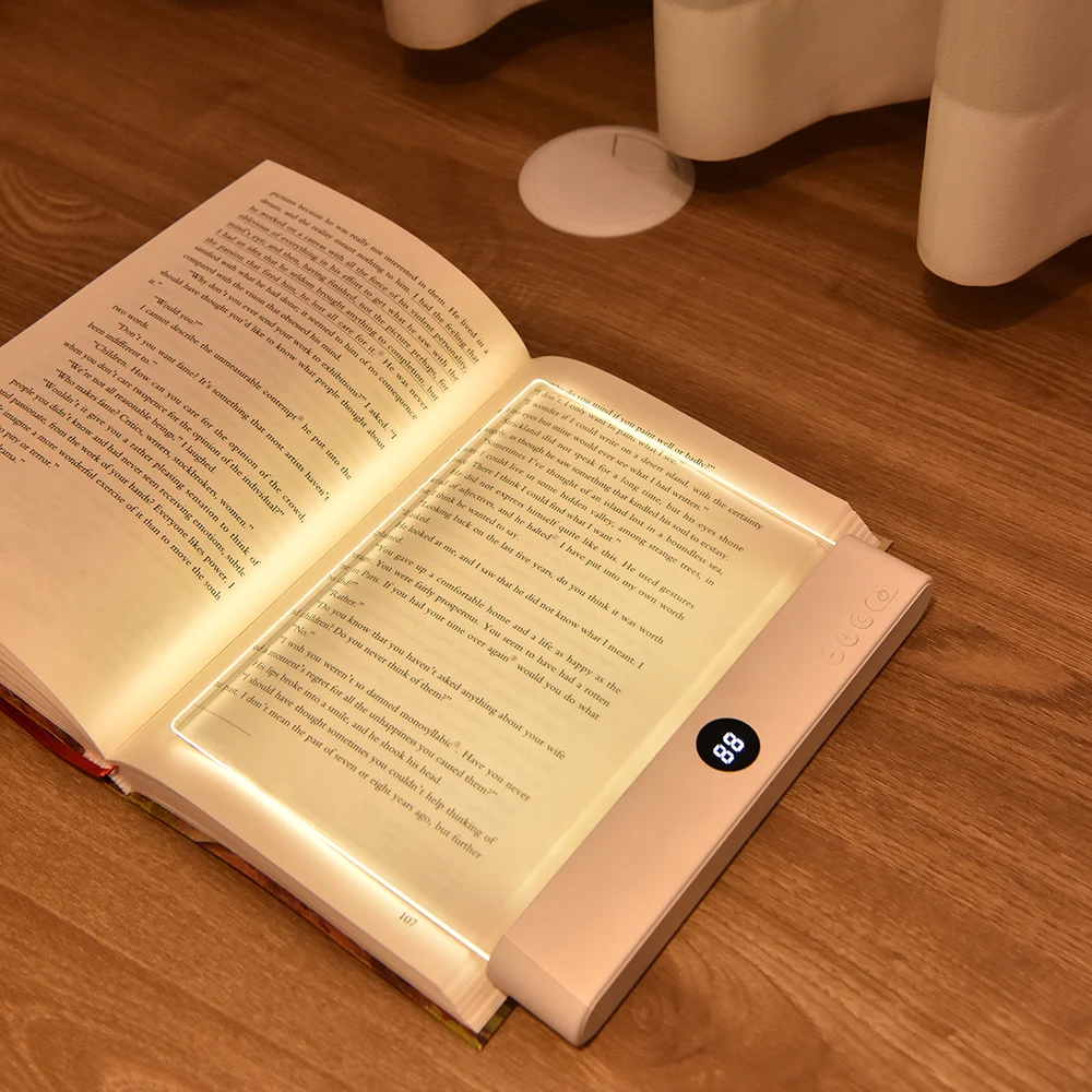 Book Light, Led Lights, Rechargeable LED Flat Book Lights,3 Colors & Timer, Dimmable Panel Plate Book Lamp