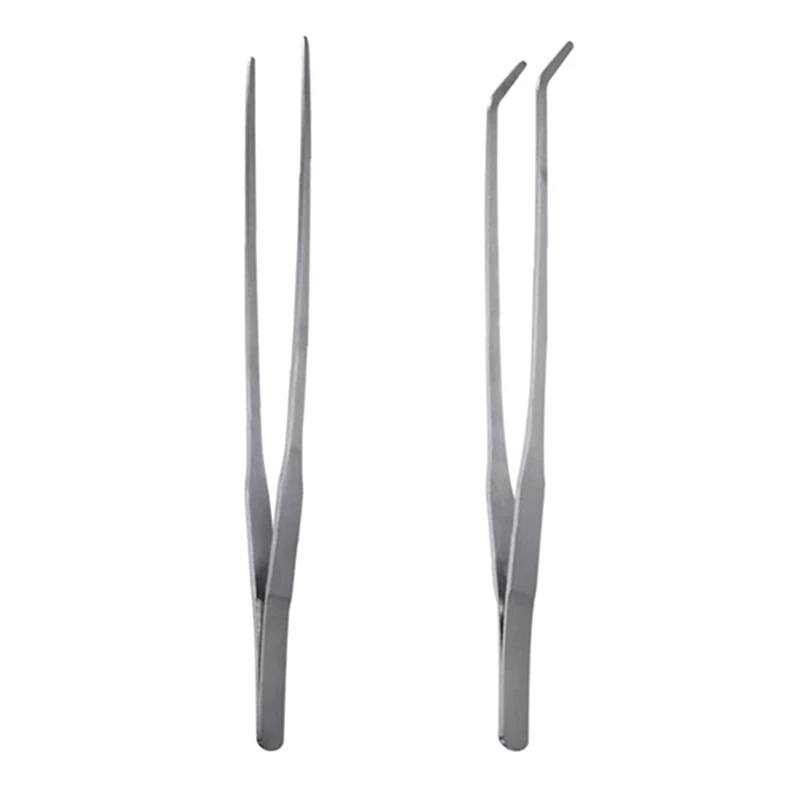 27cm Stainless Steel Aquarium Tweezers Straight & Curved Aquascape Tools Fish Tank Aquatic Plant Feeding Tongs
