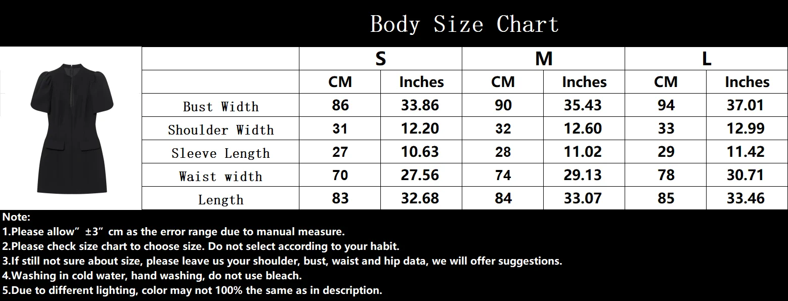 KONDALA Elegant Holiday Chic Women Mini Dress Black O-Neck Zipper Short Puff Sleeve Dress Fashion 2026 Spring Summer Party Dress