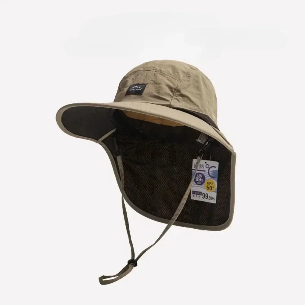 Summer Wide Brim Waterproof and Quick-drying Panama Caps Outdoor Visor Bucket Hats Mesh Breathable Sun Hat with Neck Flap Hiking