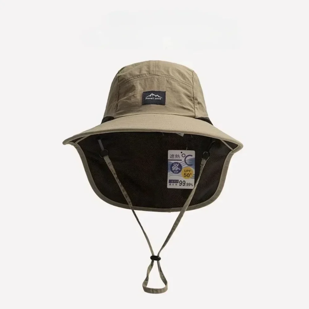 Summer Wide Brim Waterproof and Quick-drying Panama Caps Outdoor Visor Bucket Hats Mesh Breathable Sun Hat with Neck Flap Hiking