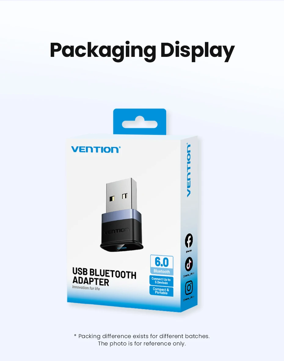 USB Bluetooth 6.0 Adapter for Laptop Desktop PC: Long Range 20M Wireless Dongle for Windows 11/10/8.1 Bluetooth Receiver & Trans