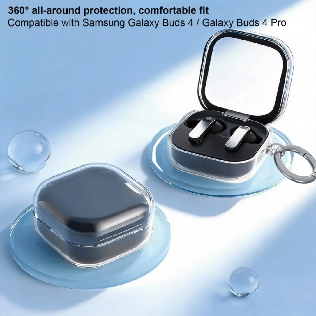 for Samsung Galaxy Buds 4Pro Case Soft Transparent TPU Case for Samsung Galaxy Buds 4 Case Accessories with Keychain&Cleaner Pen