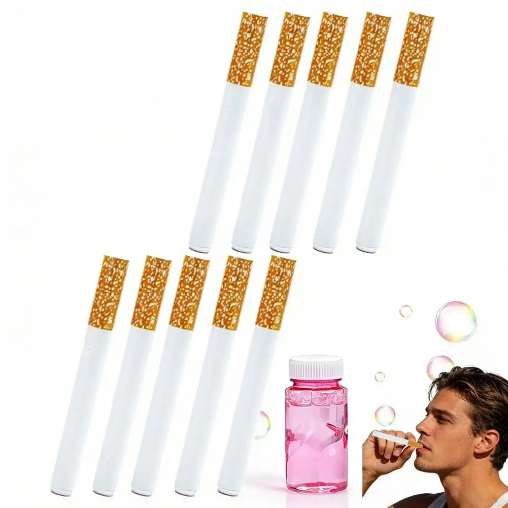 Funny Cigarette Bubble Toy Set Mini Cigarette-Shaped Metal Bubble Wand With Bubble Liquid Metal Smoking Machine Outdoor Portable
