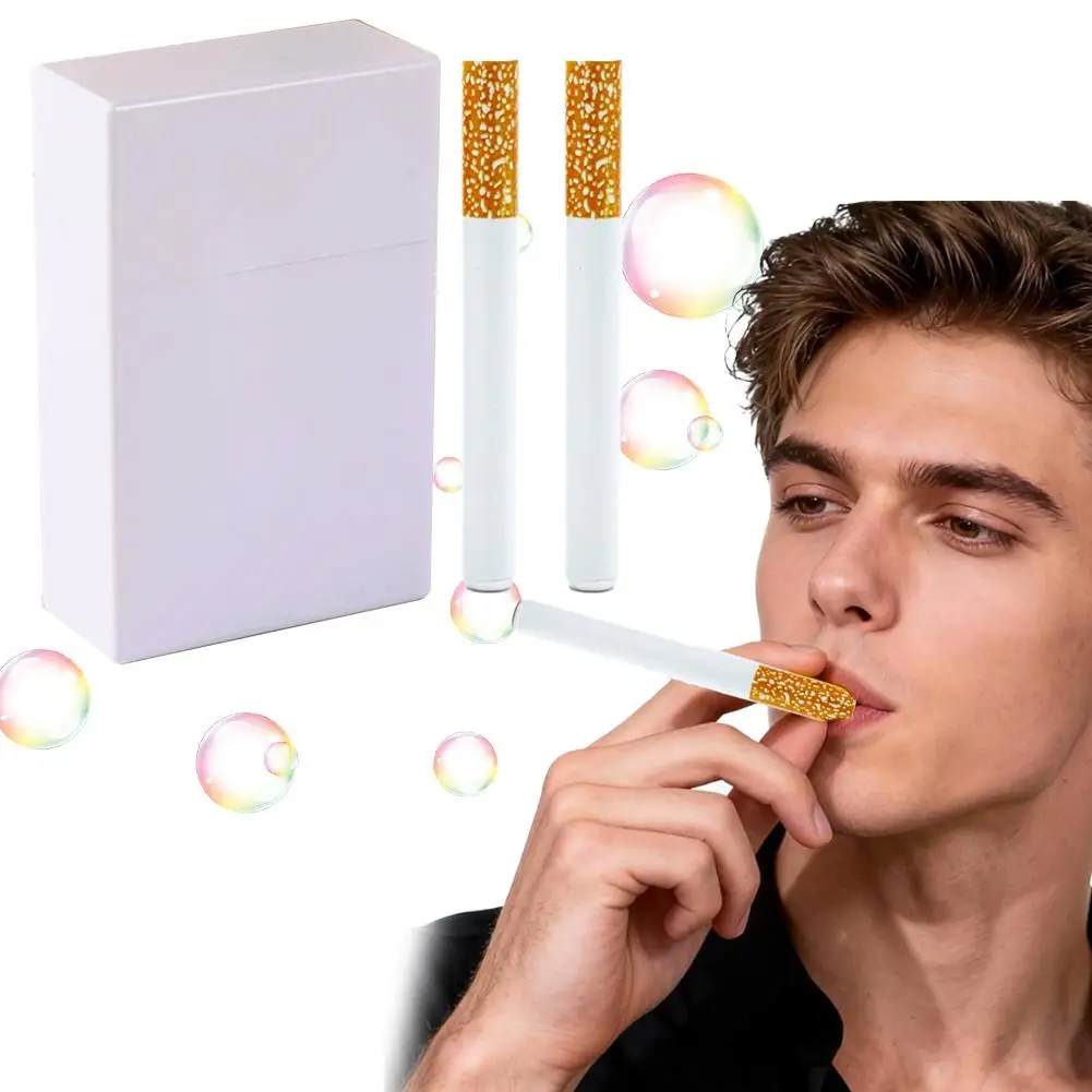 Funny Cigarette Bubble Toy Set Mini Cigarette-Shaped Metal Bubble Wand With Bubble Liquid Metal Smoking Machine Outdoor Portable