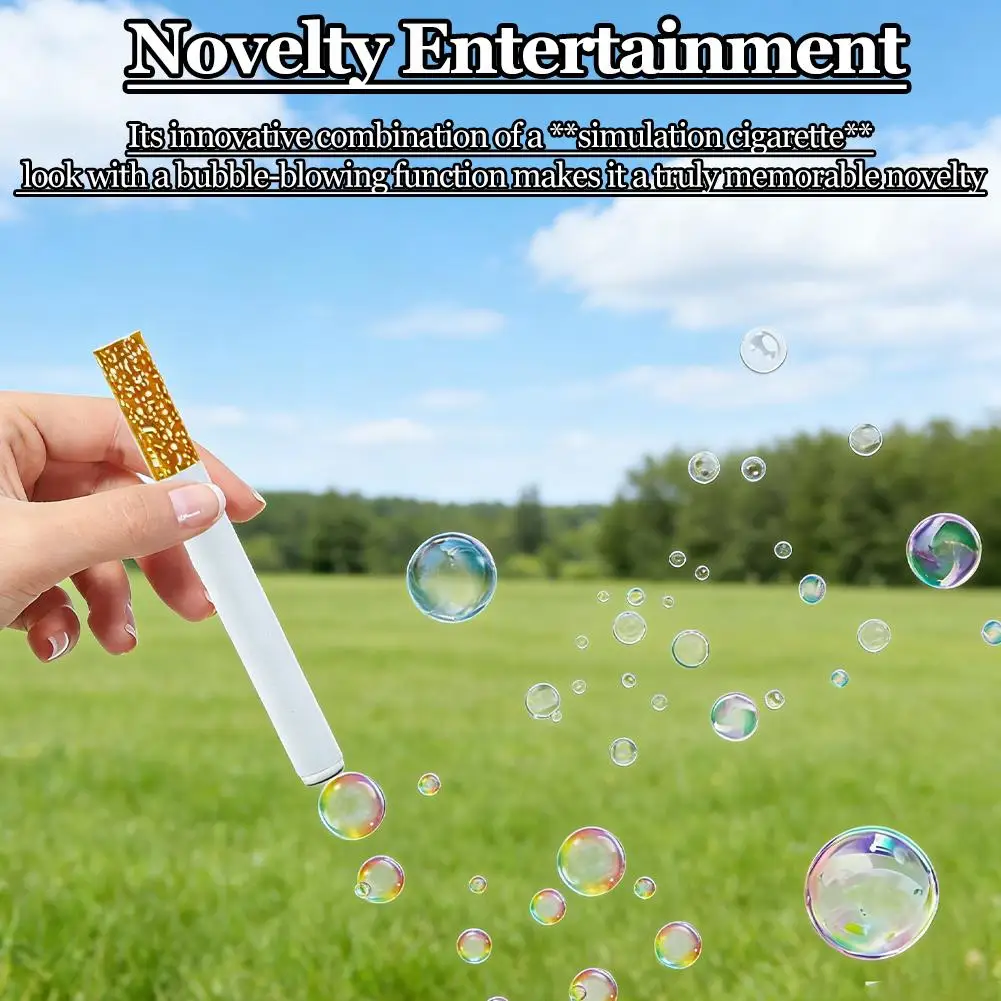 Funny Cigarette Bubble Toy Set Mini Cigarette-Shaped Metal Bubble Wand With Bubble Liquid Metal Smoking Machine Outdoor Portable