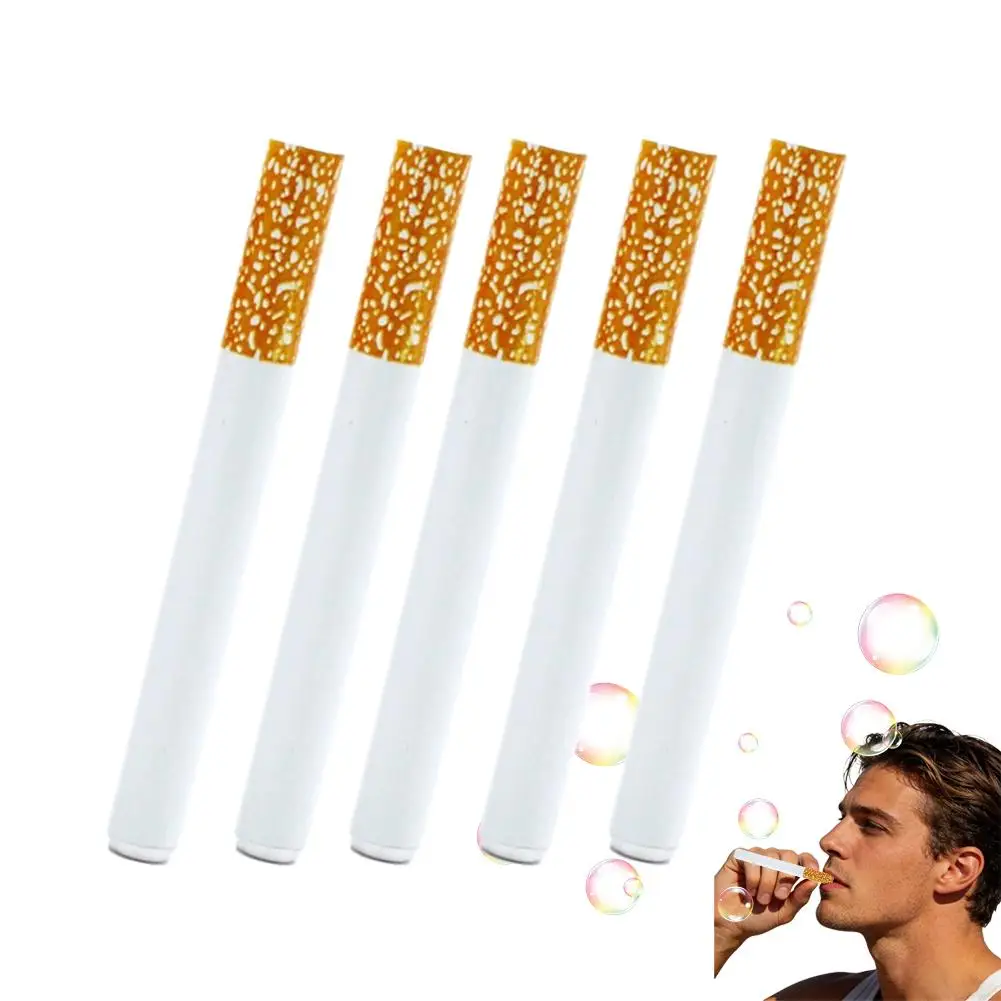 Funny Cigarette Bubble Toy Set Mini Cigarette-Shaped Metal Bubble Wand With Bubble Liquid Metal Smoking Machine Outdoor Portable