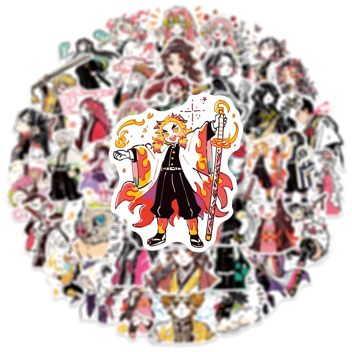 60PCS Japanese Anime Demon Slayer Graffiti Stickers Phone Laptop Guitar Notebook Suitcase Water Bottle Waterproof Sticker Decals