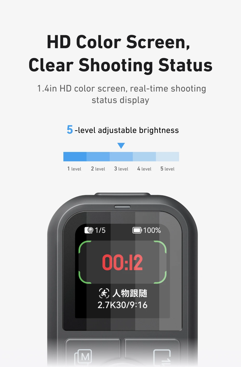 TELESIN 60M Bluetooth Remote Control For DJI OSMO Action 6 5pro 4 OSMO 360 With Wrist Strap Screen Display For DJI Action 4 5 6
