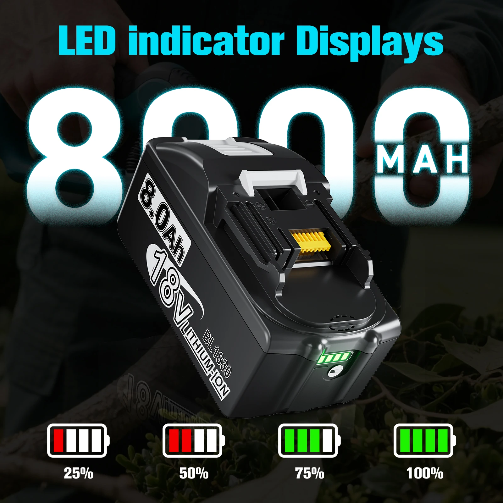 Replacement Battery For Makita 18V BL1830 8000mah Li-ion Compatible for Makita BL1815 BL1840 BL1850 BL1860 BL1890 Power Tool Battery