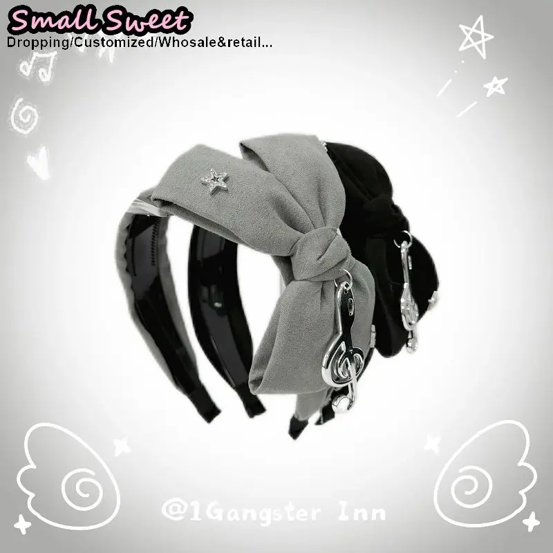 Women Goth Subculture Music Hair Accessories Harajuku Gothic Lolita Y2K Girl Punk Floral Bow Hair Band Headband Hair Hoop