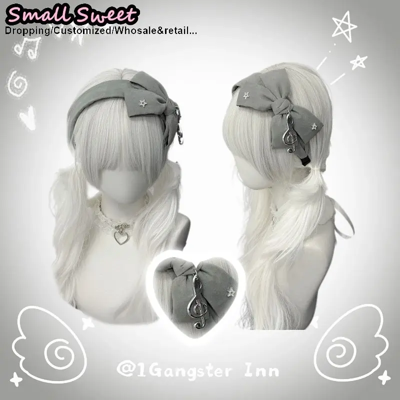 Women Goth Subculture Music Hair Accessories Harajuku Gothic Lolita Y2K Girl Punk Floral Bow Hair Band Headband Hair Hoop