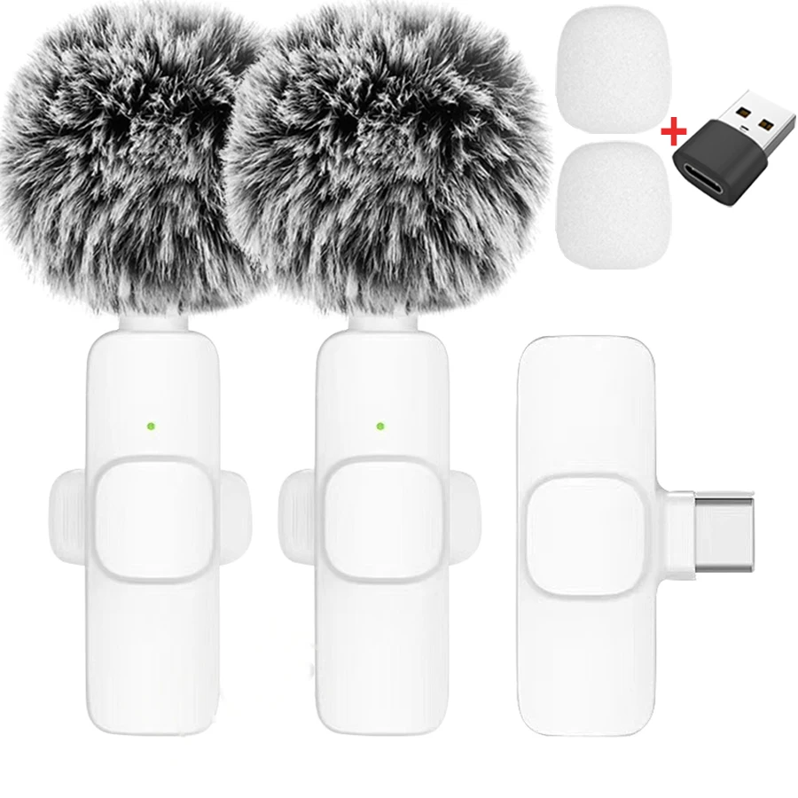 New Wireless Lavalier Microphone Portable Audio Video Recording Mini Microphone for iPhone Android PC Camera Live Gaming Phone
