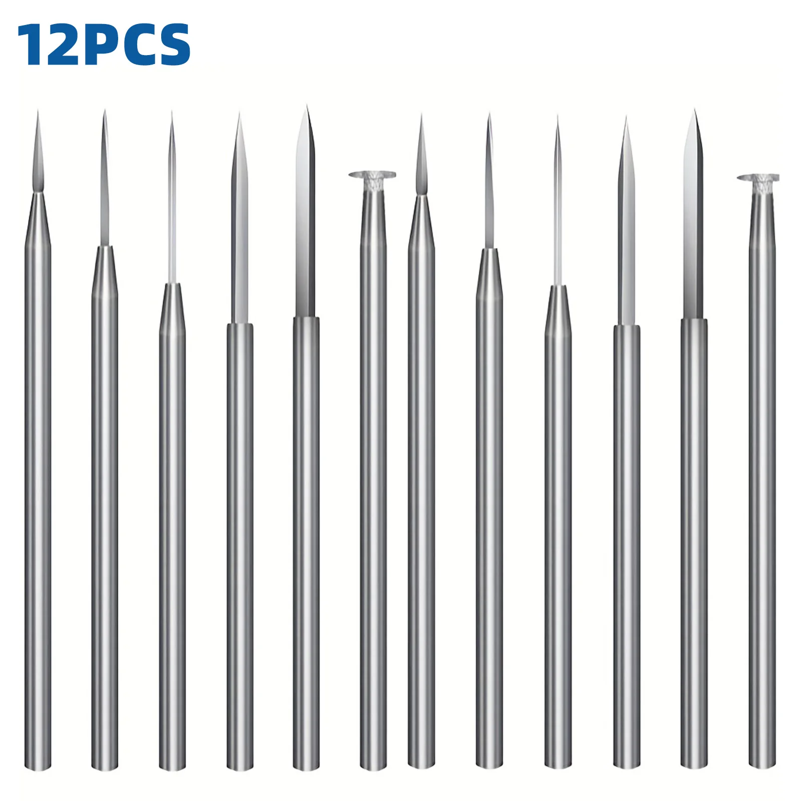 12PCS Wood Carving Drill Bit Set (3mm Shank) for Rotary Tools – Micro Carving, Woodworking, Engraving & DIY Projects