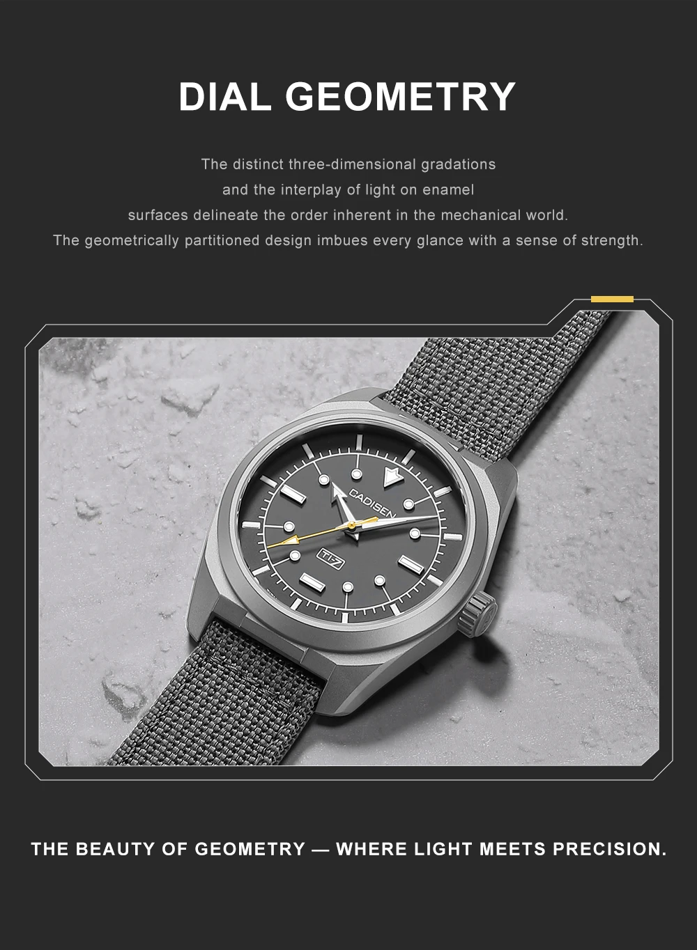 CADISEN TI-7 Autodyne Titanium Steel Automatic Mechanical Canvas Wristwatch MIYOTA 8215 Luminous Sapphire Waterproof Man Watches