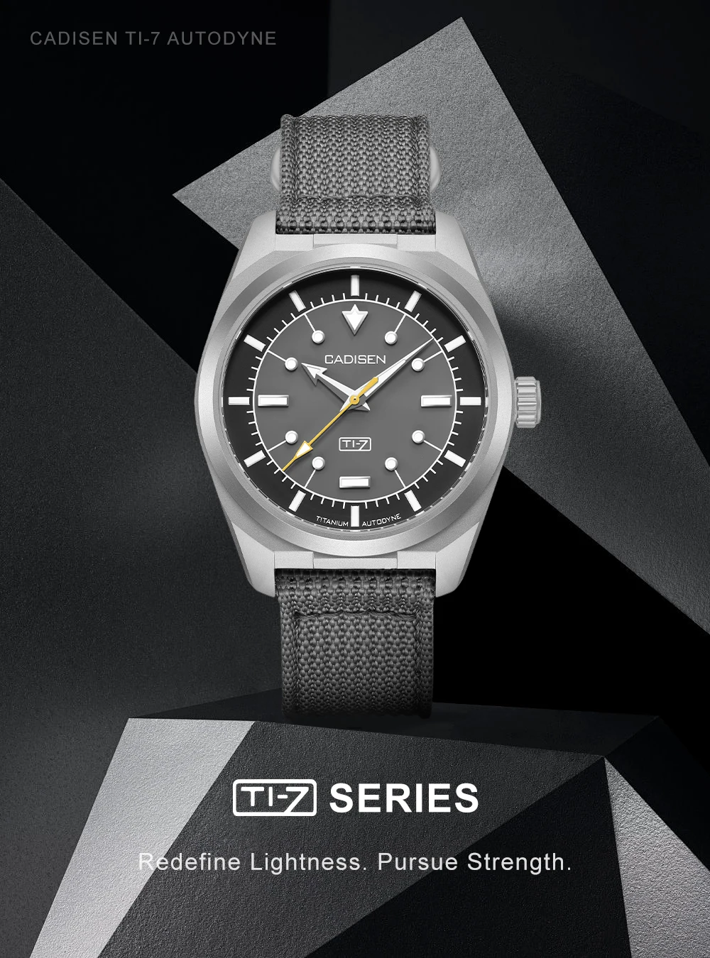 CADISEN TI-7 Autodyne Titanium Steel Automatic Mechanical Canvas Wristwatch MIYOTA 8215 Luminous Sapphire Waterproof Man Watches