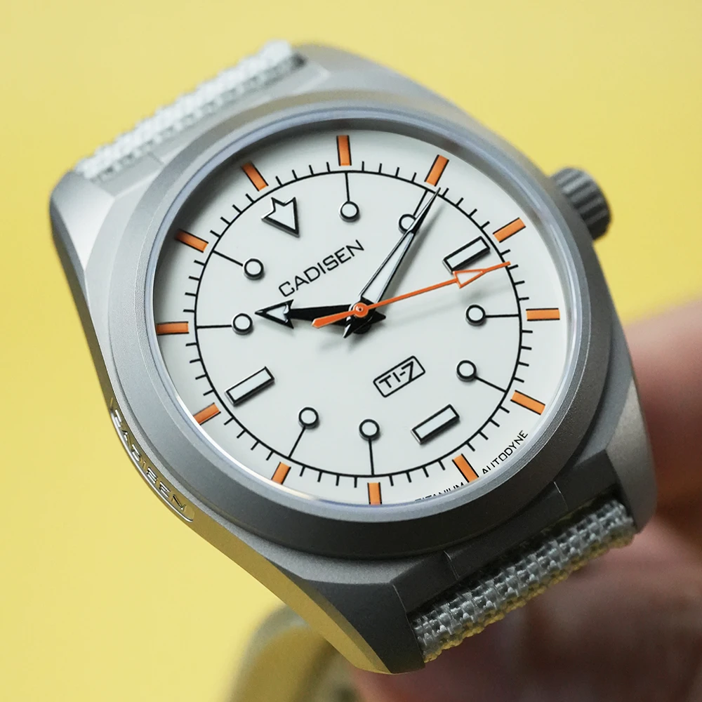 CADISEN TI-7 Autodyne Titanium Steel Automatic Mechanical Canvas Wristwatch MIYOTA 8215 Luminous Sapphire Waterproof Man Watches
