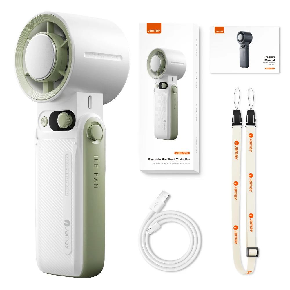 Portable Handheld Turbo Fan 199Gear Strong Wind Speed LED Digital Display 135°Foldable Outdoor 3-in-1 Handheld Fan 6000mAh F5PRO