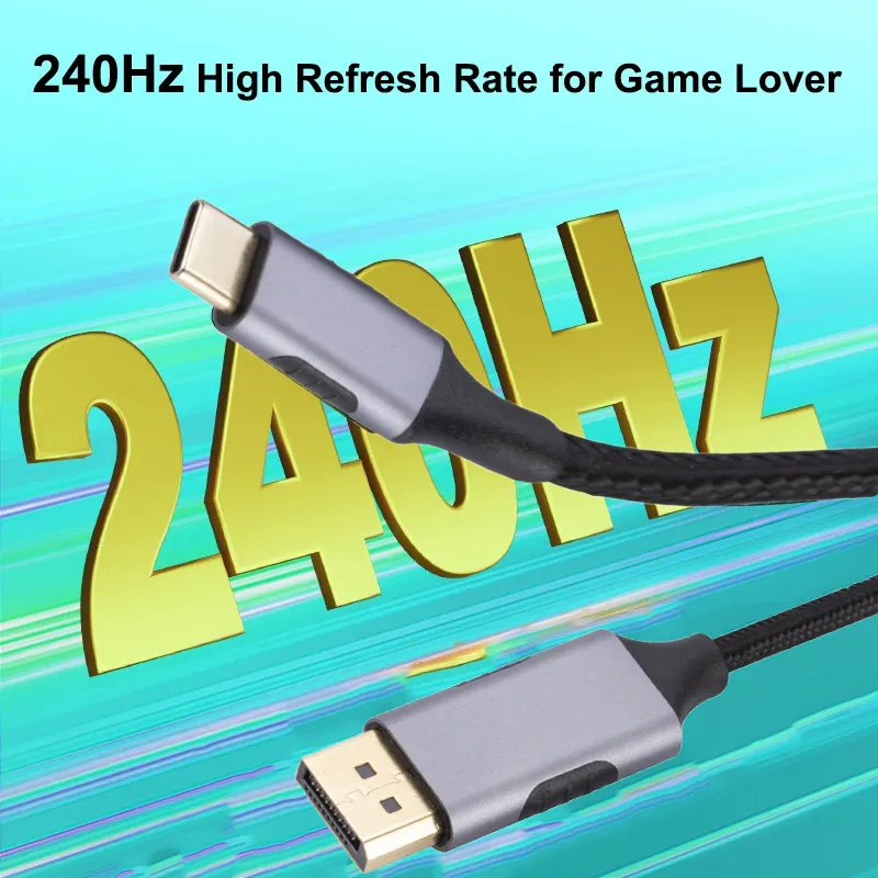 USB-C To DisplayPort Cable 8K@60Hz DP Type C 3.1 To 4K 144Hz Display Port 1.4 Cable Thunderbolt 3 4 for MacBook Air Pro Samsung